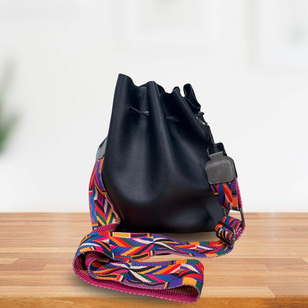 Black Aztec Style Boho Bucket Purse | Shoulder Bag | Bohemian Satchel